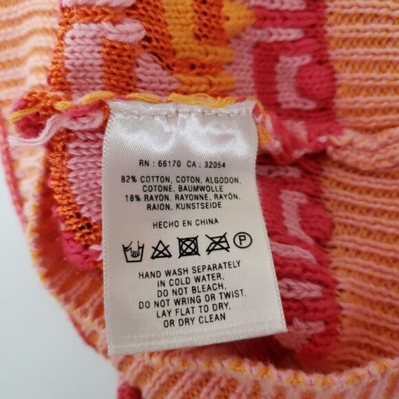 Anthropologie Sparrow Sweater Crewneck Pink Orange Striped Textured Women Small - Picture 7 of 8